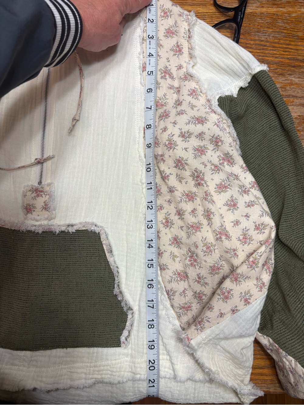 Pol. Cream & Olive Floral Panel Hoodie - Women Tops - Picture 9 of 9